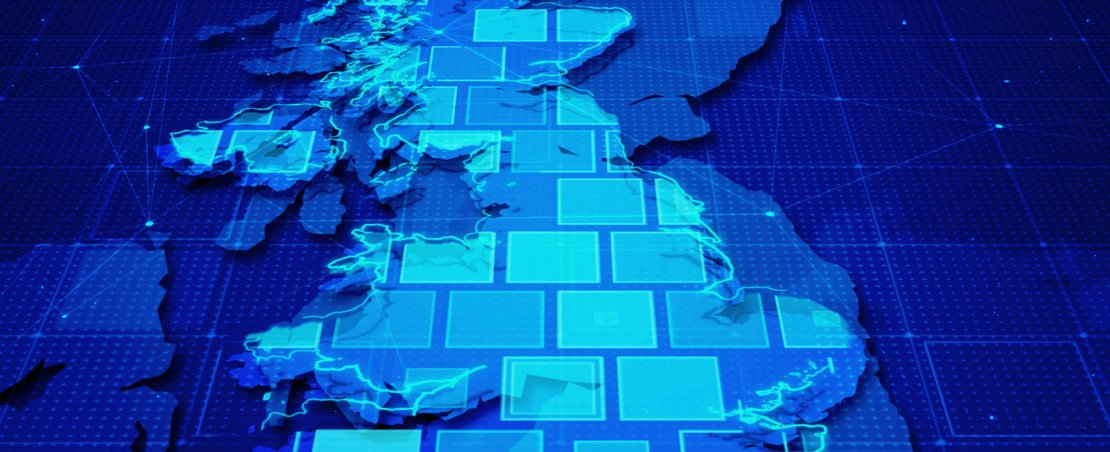 Digital rectangles in united kingdom map.