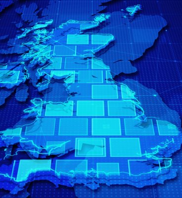 Digital rectangles in united kingdom map.