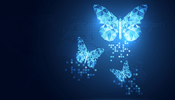blue pixel butterfly