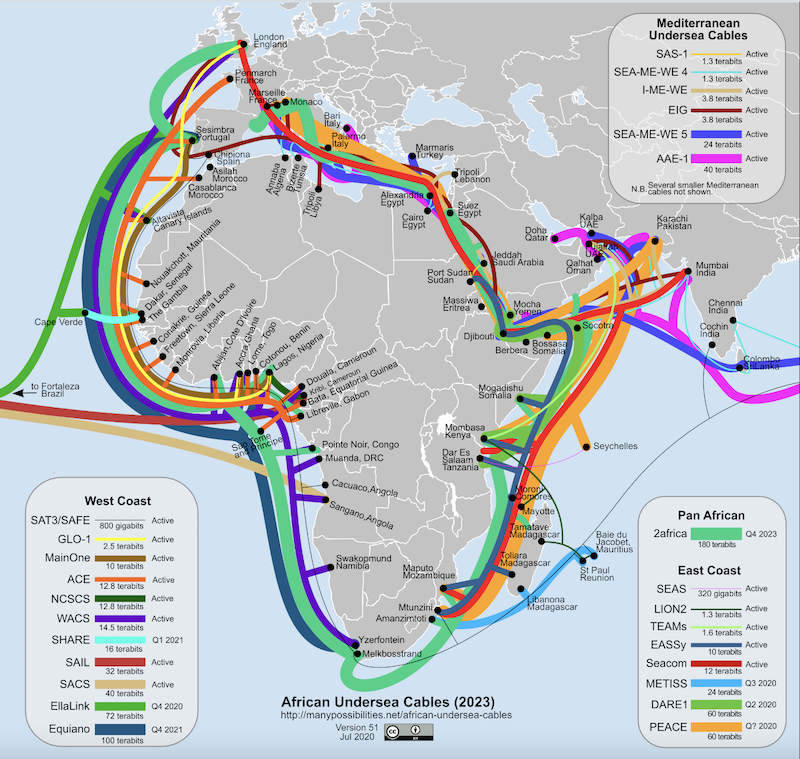 map of Africa undersea cables