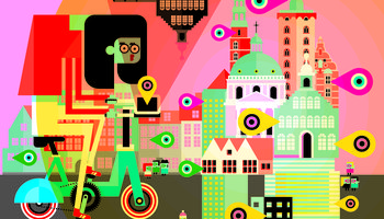 Abstract Iillustration of future characters and cities