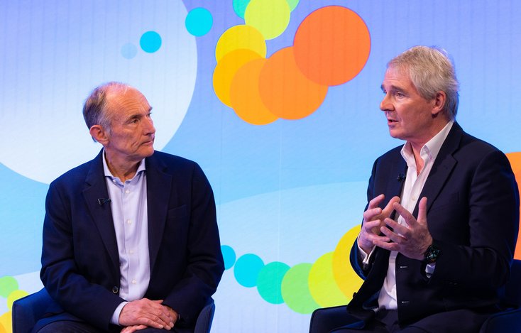 Sir Tim Berners-Lee and Sir Nigel Shadbolt speaking at the ODI Summit 2022.