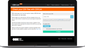 Screenshot of CSV Lint home page