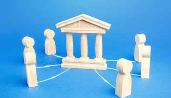 Bank or government state is an intermediary between people. Communication and the functioning of economic relations between entities, regulatory services. Courts and justice. Institution Management.