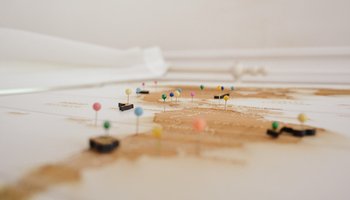 Map with colorful pins