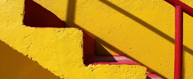 yellow concrete stairs