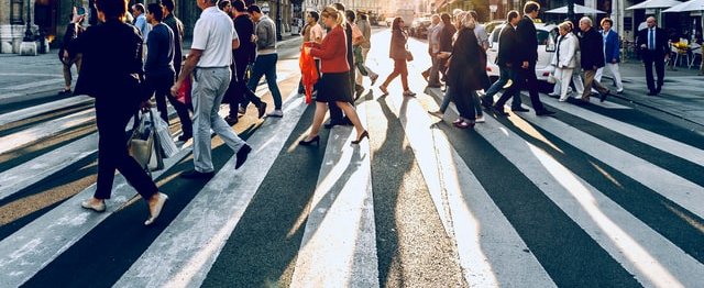 people crossing road