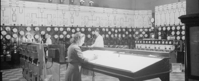 A general view of the control room at a power station, somewhere in Britain