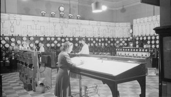 A general view of the control room at a power station, somewhere in Britain