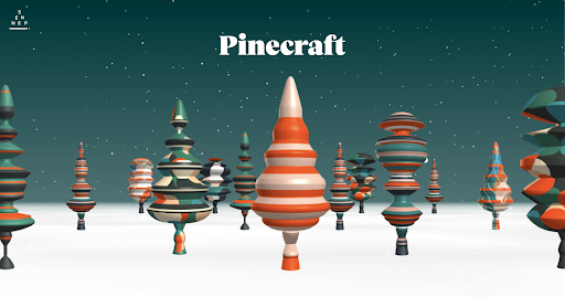 illustrated pine trees from Pinecraft - an app allowing users to carve a virtual tree and plant a real tree