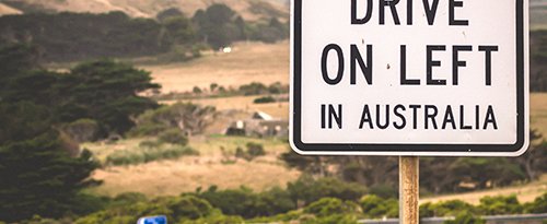 Australia drive on the left sign